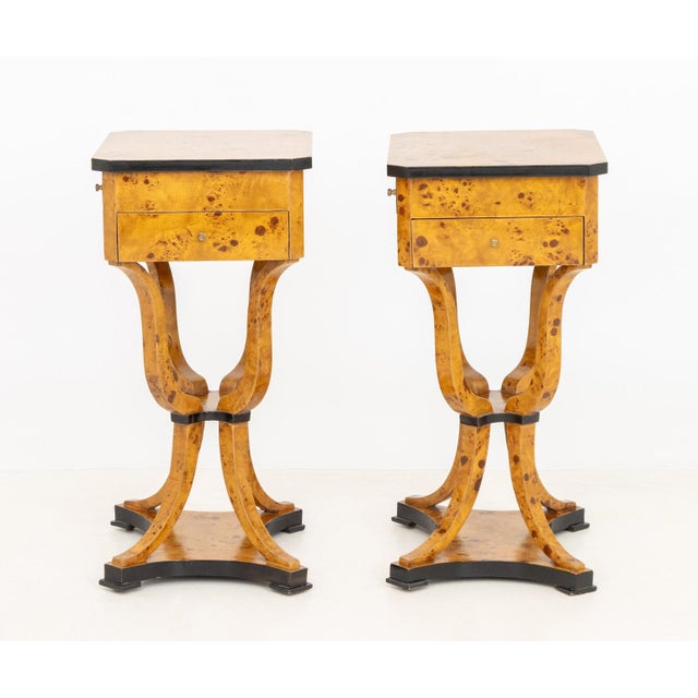Biedermeier Burlwood Sewing Tables, Pair For Sale - Image 10 of 10