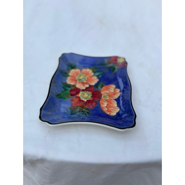 1940's Wild Roses Cobalt Blue Ceramic Catchall Dish For Sale In Palm Springs - Image 6 of 7