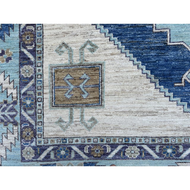 Aqua & Blue Anatolian Medallion Rug 8x10 For Sale - Image 10 of 10