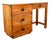 Mid Century Modern Desk Office Campaign Wood Brass Trim 4 Drawer Vintage MCM For Sale
