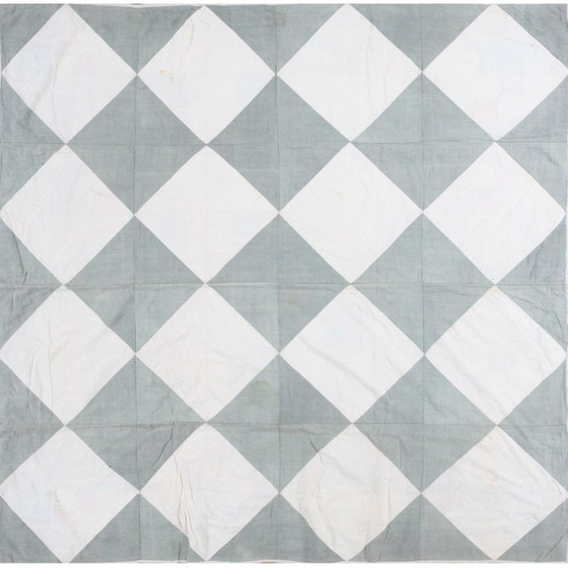 Antique Quilt American USA Allover Geometric Square Hand Knotted Pile Rug, Country of Origin: American USA Rugs, Circa...