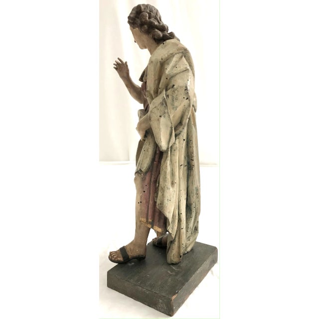 17th Century A Late 17th C. Italian or Northern European Carved Wood Sculpture of a Saint For Sale - Image 5 of 9