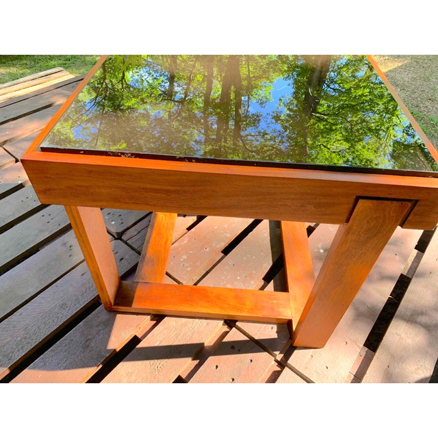 Rosewood Coffee/End Table, With Black Glass Top, Brazil 1970's For Sale - Image 4 of 5