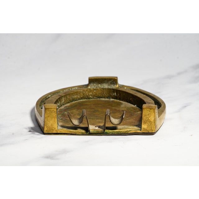 Metal Solid Brass Antique Horseshoe Ashtray Equestrian Catchall Untouched Patina Desk Dresser Horse Home Decor For Sale - Image 7 of 7