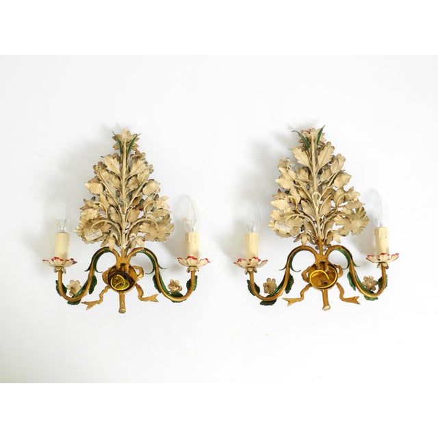 Vintage Hand-Painted and Gilded Metal Wall Lamps by Hans Möller, 1960s, Set of 2 For Sale - Image 16 of 18