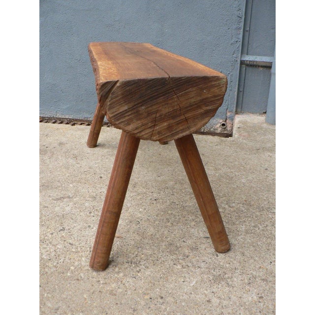 Antique Rustic Farmhouse Wooden Bench For Sale - Image 6 of 10