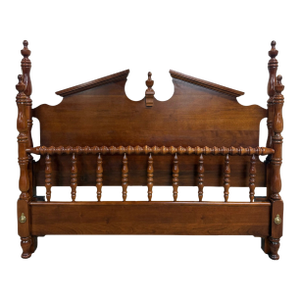 Vintage Convertible Queen or Full Size Colonial Style Four Poster Pediment Bed