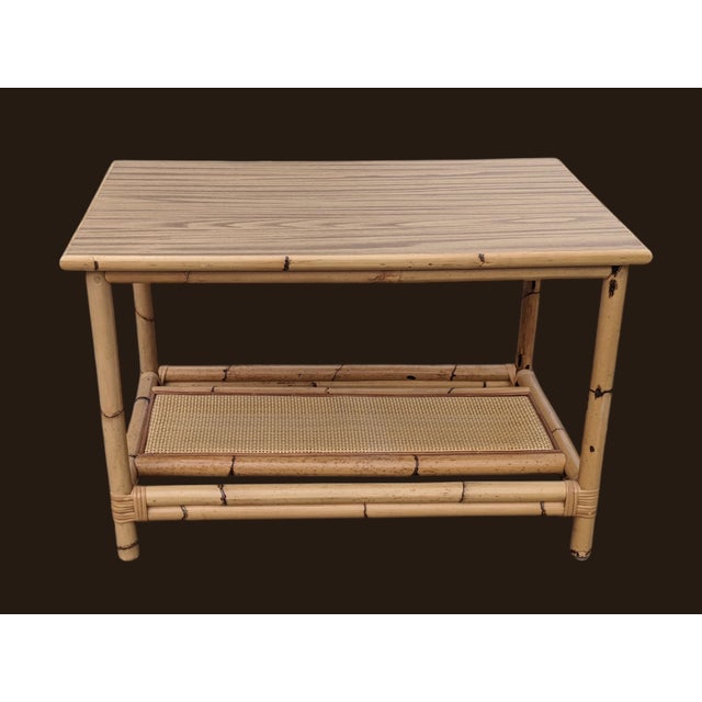 Heywood-Wakefield Vintage McGuire Style Mid Century Bamboo and Rattan Coffee Table For Sale - Image 4 of 11
