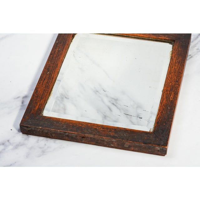 English Wonderful Small Antique Wood Frame Beveled Wall Mirror Home Decor For Sale - Image 3 of 10