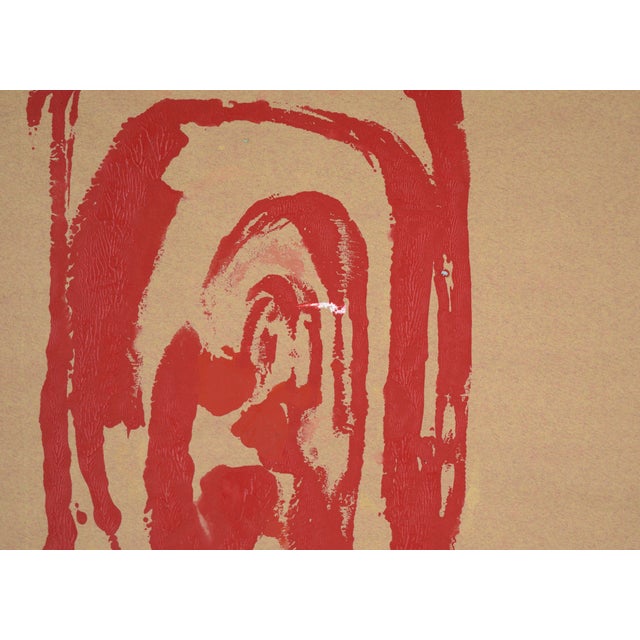Red Thumbprint - Abstract Expressionist Composition in Acrylic on Paper by Ricardo De Silva For Sale - Image 4 of 5