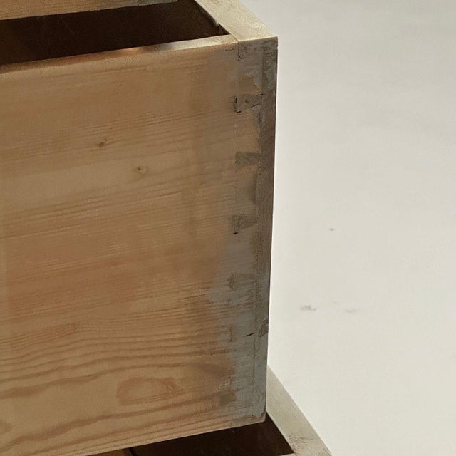 Wood Gustavian, Swedish Commode, Grey Paint Distressed, Brass, Sweden, 1930s For Sale - Image 7 of 12