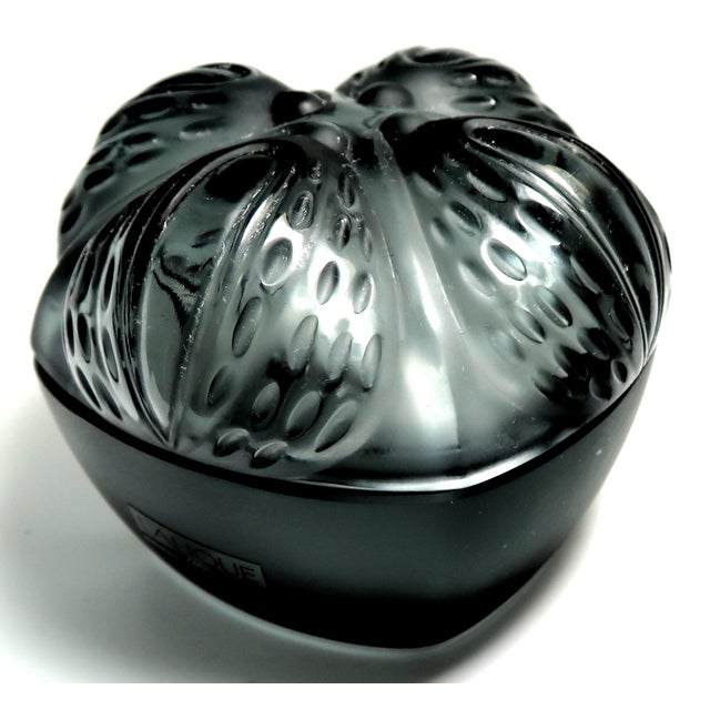 Lalique Lalique (France) - Exquisite Smoke Gray (Rarest Color!) Clear and Frosted "Mirabel" Powder Box, Retired. For Sale - Image 4 of 13