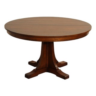 Stickley Mission Collection Oak Round Pedestal Dining Table For Sale