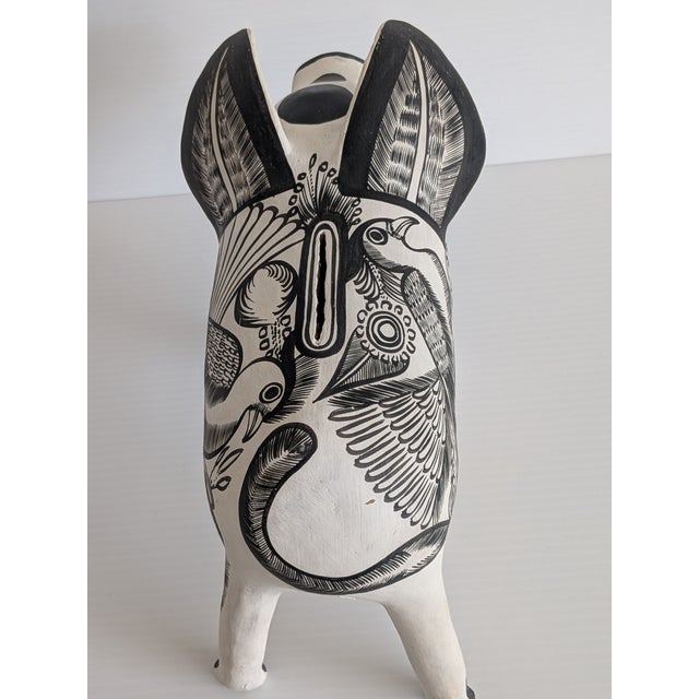 1990s Rare Vintage Signed Juan Marcelo Mexico Folk Art Pottery Pig Sculpture Piggy Bank For Sale - Image 5 of 11