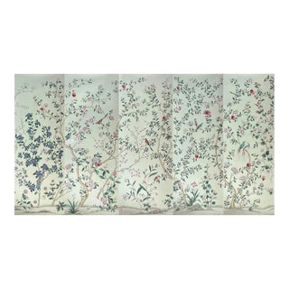 Chinoiserie Mural Hand Painted Wallpaper - 5 Panels For Sale