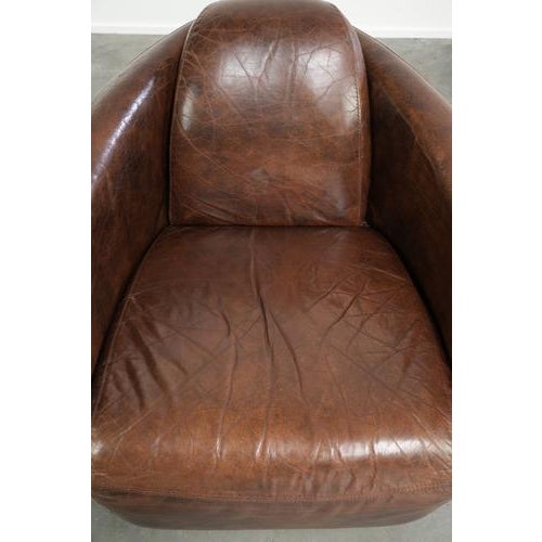 Aviator Cowhide Leather Armchair For Sale - Image 6 of 13