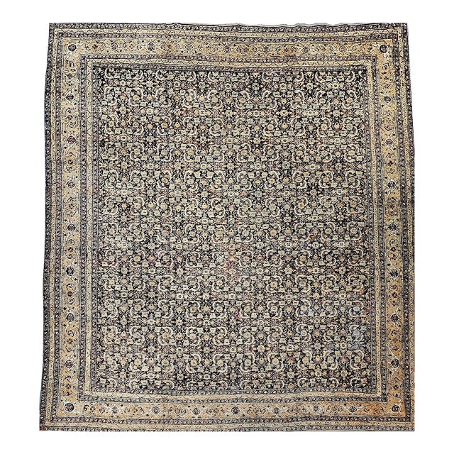 Late 19th Century Indian Agra Rug, Handwoven Wool Pile, Herati Design, 11' x 13' For Sale