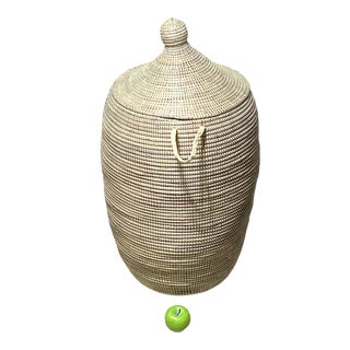 Large Hamper Basket From Senegal 32" H For Sale