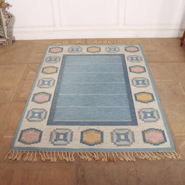 Mid-Century Swedish Handmade Flat Weave Rug For Sale - Image 13 of 13
