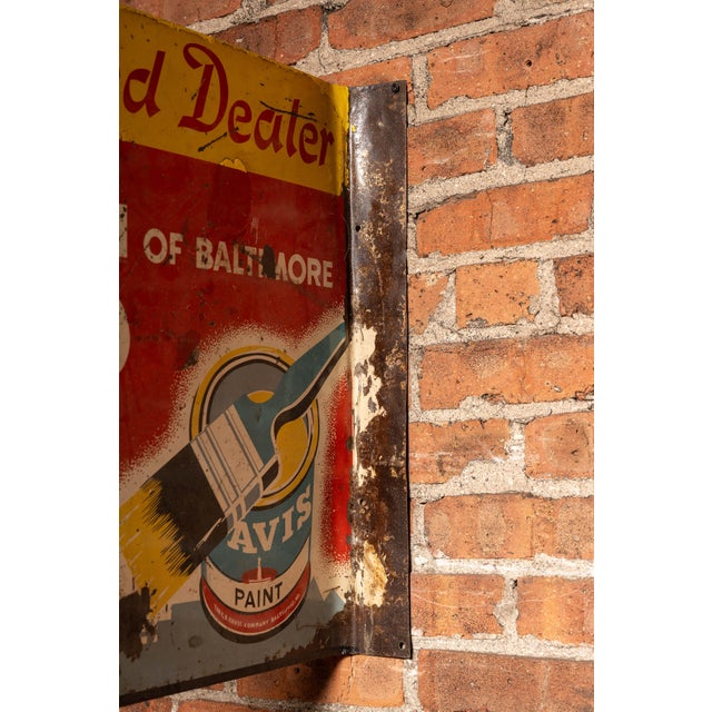 Raspberry Red Vintage Davis Paint Double-Sided Flange Sign For Sale - Image 8 of 8
