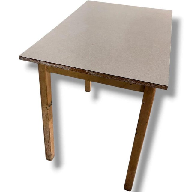 Mid-Century Dining Table with Taupe Formica Top and Wooden Legs For Sale - Image 6 of 9