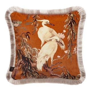 House of Hackney Zeus Medium Fringed Velvet Cushion - Tobacco For Sale