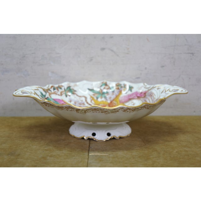 Yellow Vintage Royal Crown Derby Olde Avesbury Phoenix Footed Dish Compote For Sale - Image 8 of 14