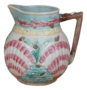 Antique Arsenal Wardle Majolica Nautical Ocean Coral Shell Sea Pitcher Jug