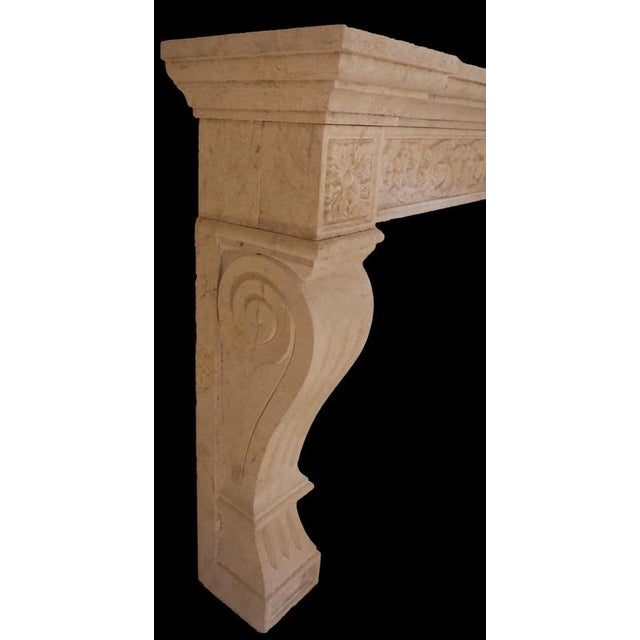 20th Century French Carved Limestone Fireplace with Scrolled Jambs For Sale - Image 3 of 5