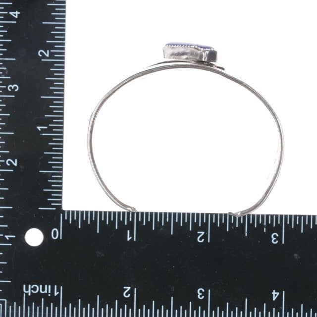 7" ET Navajo sterling lapis cuff bracelet For Sale - Image 9 of 11