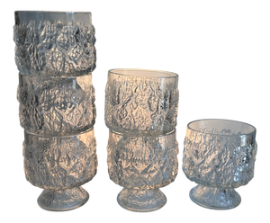 Ultima Thule Ice Bark Design Goblet-Shaped Liqueur Glasses attributed to Tapio Wirkkala for Iittala, Finland, 1960s, Set of 6