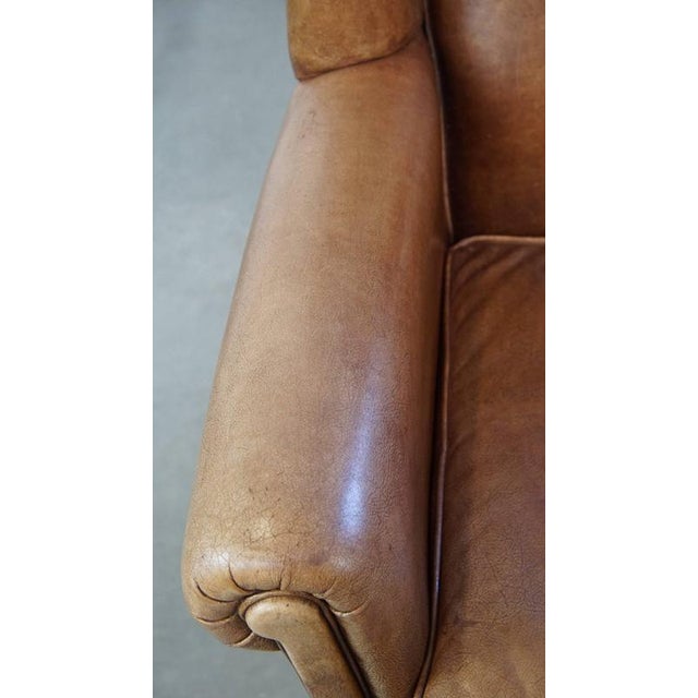 Cowhide Leather Wing Chair For Sale - Image 7 of 11