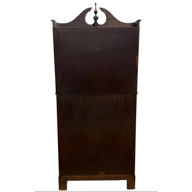 Vintage Chippendale Style Secretary Desk With Bookcase Hutch – Solid Mahogany Finish For Sale - Image 4 of 8