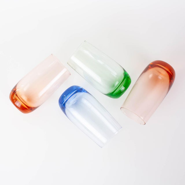 Glass Italian Colorful Glasses, 1980s, Set of 4 For Sale - Image 7 of 17