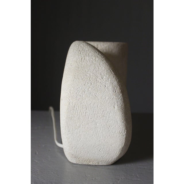 Mid-Century Modern Brutalist Carved Stone Lamp with Vase, 1970s For Sale - Image 12 of 13