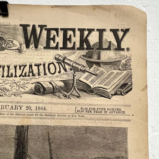 Vintage 1864 Harper's Weekly Journal of Civilization New York For Sale - Image 4 of 12