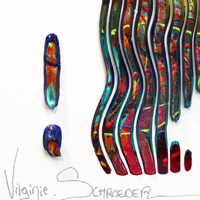 Snoopy and His Friends - Minimalist Abstract 3d Textural Colorful Painting Original Artwork by Virginie Schroeder For Sale In Los Angeles - Image 6 of 9