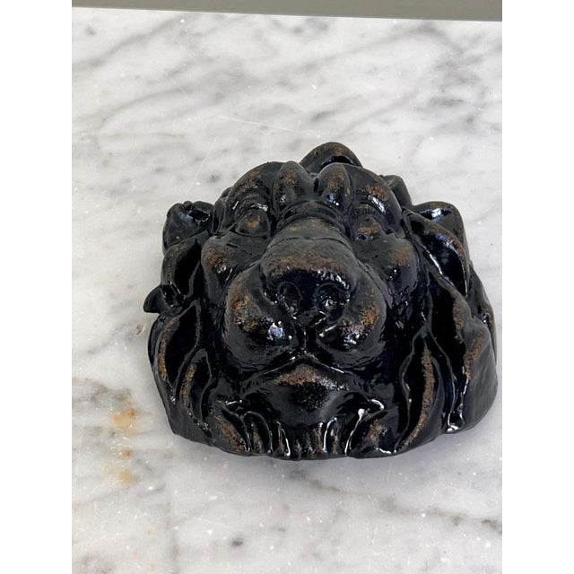 Victorian Cast Iron Hand Painted Lion Sculpture For Sale - Image 3 of 7