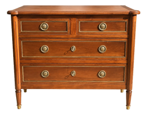 Louis XVI Chest of Drawers in Cherry Wood by Gaston Boulay, 1984