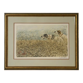 Pointers and Partridges - Original Mid Century Lithograph on Paper For Sale