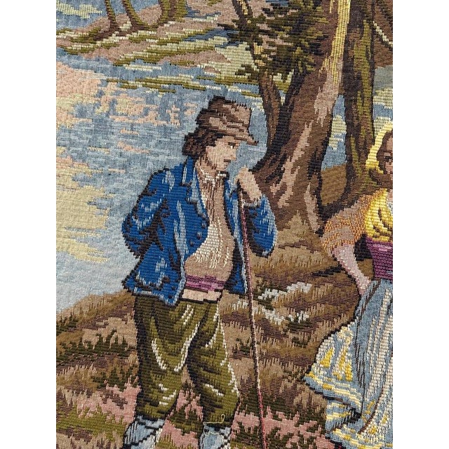 Vintage French By The Lake Jacquard Tapestry in the style of Aubusson, 1970s For Sale - Image 11 of 18