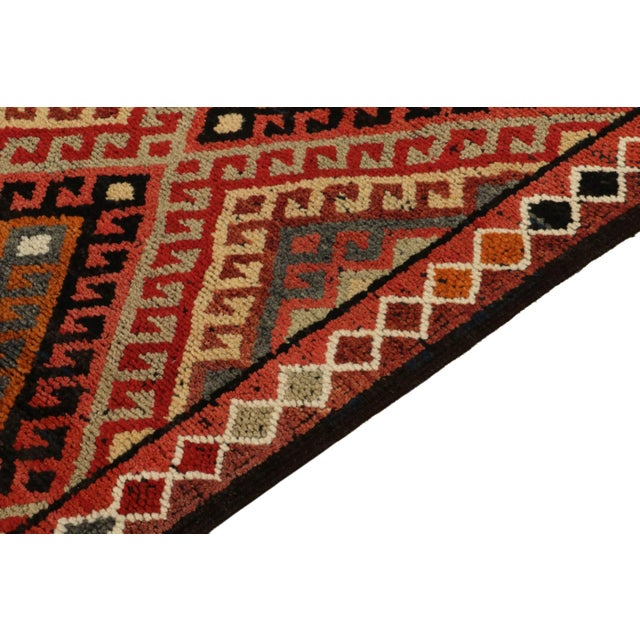 1950s Vintage Tribal Runner in Burgundy, Multicolor Geometric Patterns For Sale In New York - Image 6 of 7