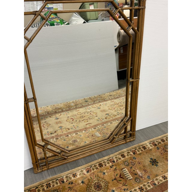 Hollywood Regency Faux Bamboo Wall Mirror For Sale - Image 9 of 12