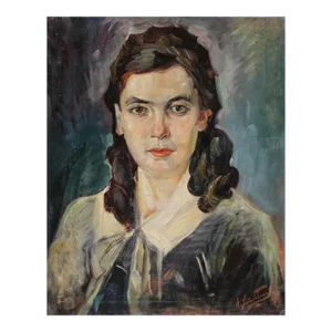 Early 20th Century Impressionist Continental Portrait of Woman Painting