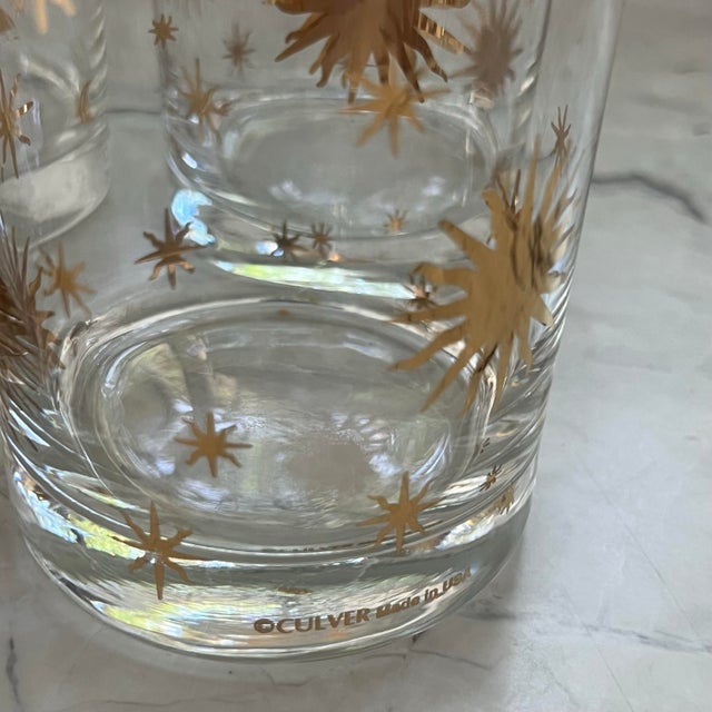 Vintage Culver Gold Celestial Glasses - Set of 8 For Sale In San Francisco - Image 6 of 12