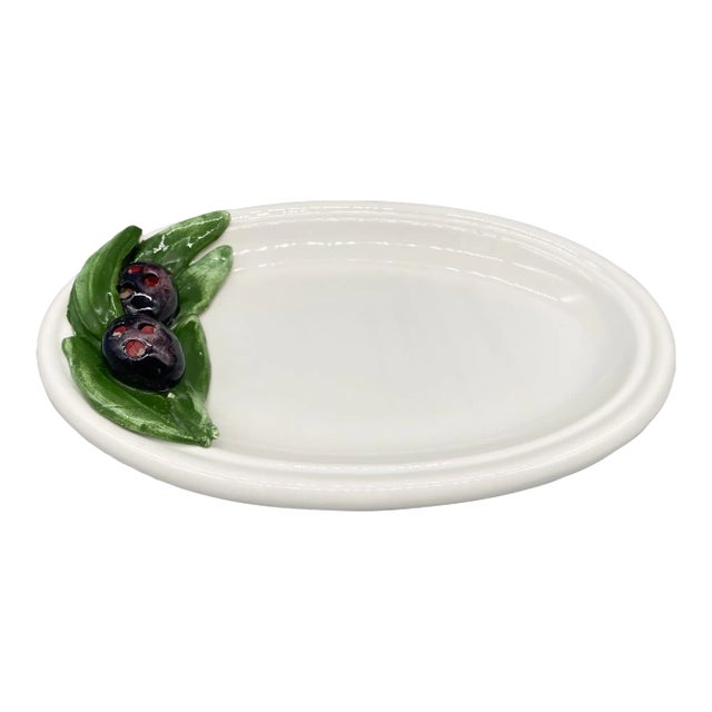 20th C. Italian Trompe L’Oeil Olive Condiment Dish – Whimsical / Rustic Italian For Sale