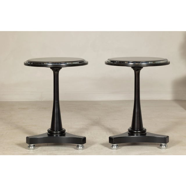 Black Marble Top Gueridon Tables with Silver Metal Ball Feet - A Pair For Sale - Image 4 of 12