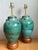 Rustic Vintage Green Glazed Ceramic Table Lamps - Pair For Sale - Image 3 of 12