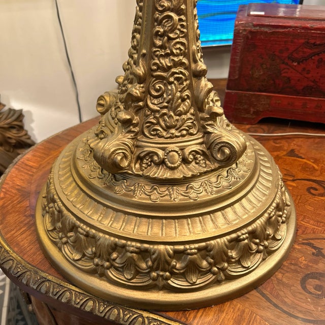 1960s Brass Finish Metal and Crystal Lamps With Original Red Silk Shades a Pair For Sale In Miami - Image 6 of 12