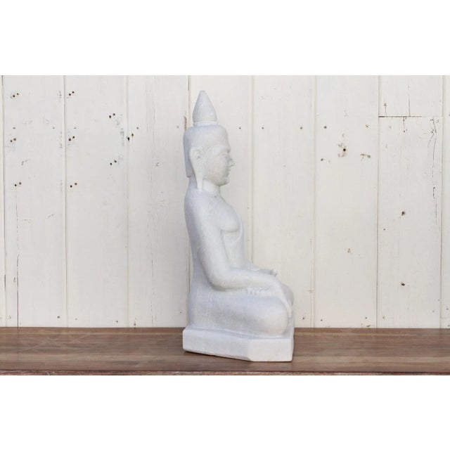 White Marble Bhumisparsha Buddha For Sale In Los Angeles - Image 6 of 11